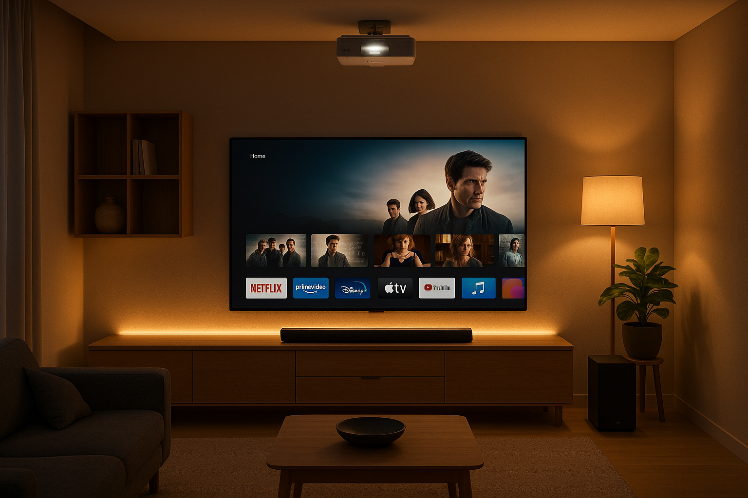 Home cinema in salotto: come abbinare proiettore e soundbar alla smart TV