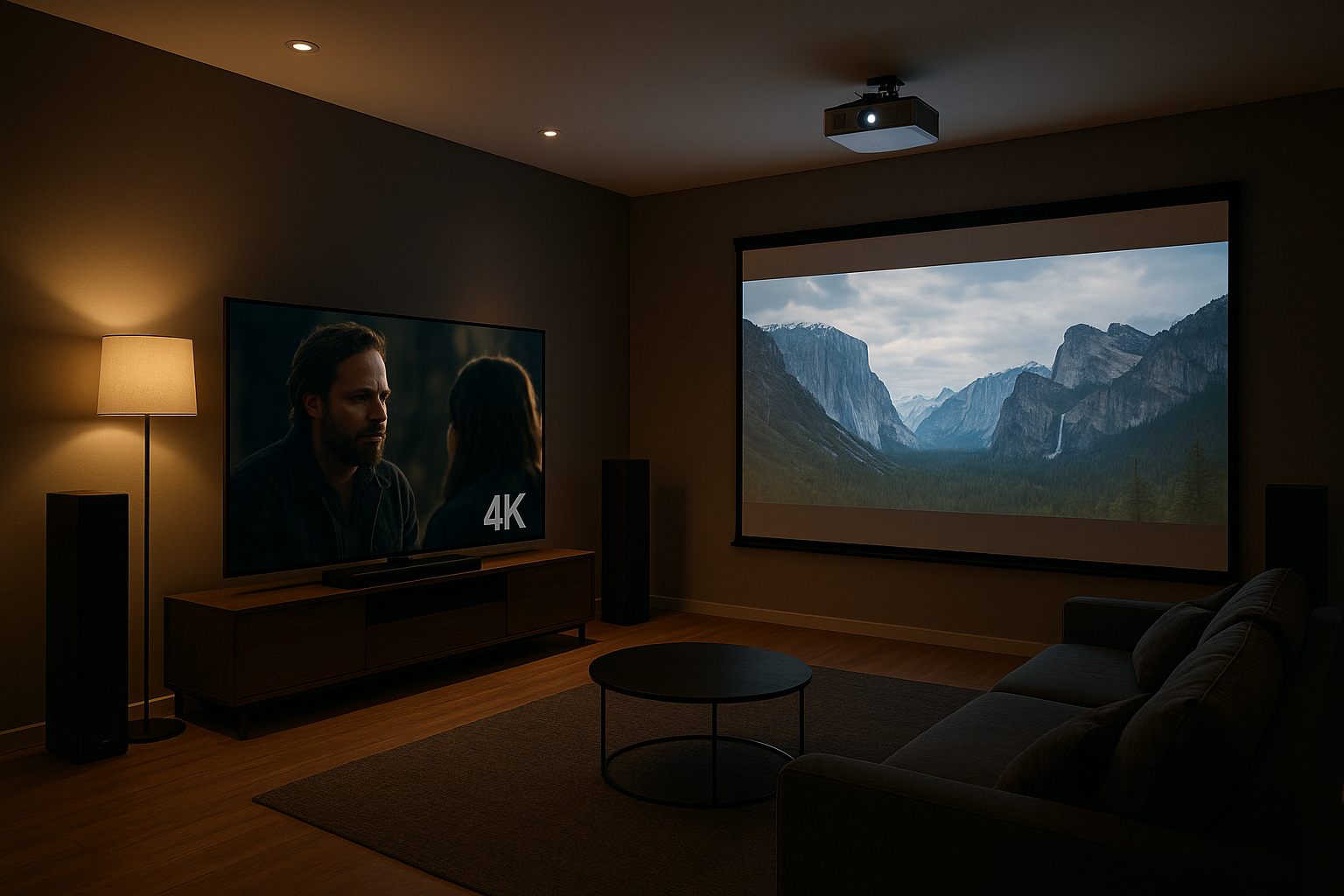Come scegliere il miglior schermo per home cinema in salotto tra smart TV e proiettore