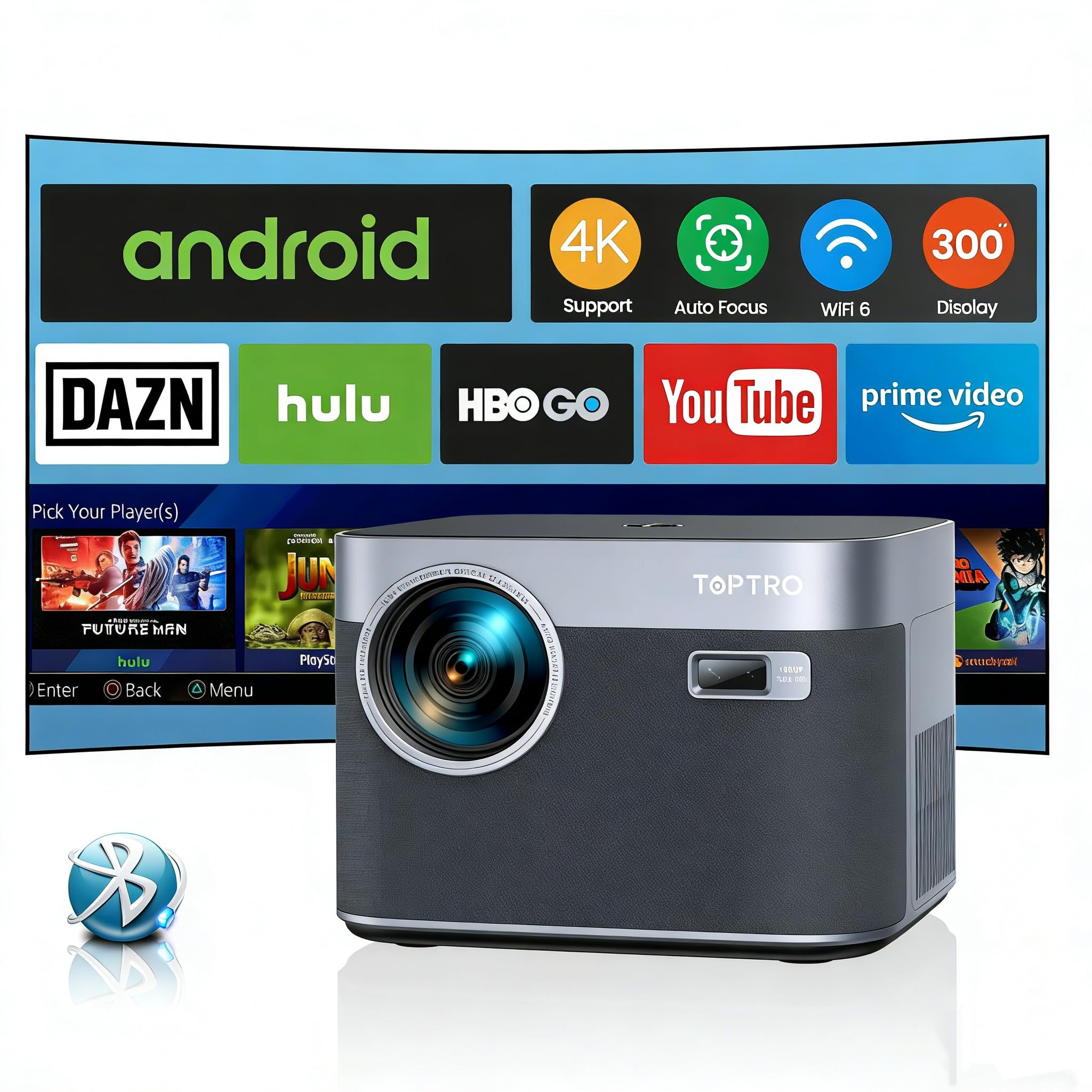 TOPTRO proiettore 4K Android TV, il videoproiettore smart ideale per affiancare la tua smart TV in salotto