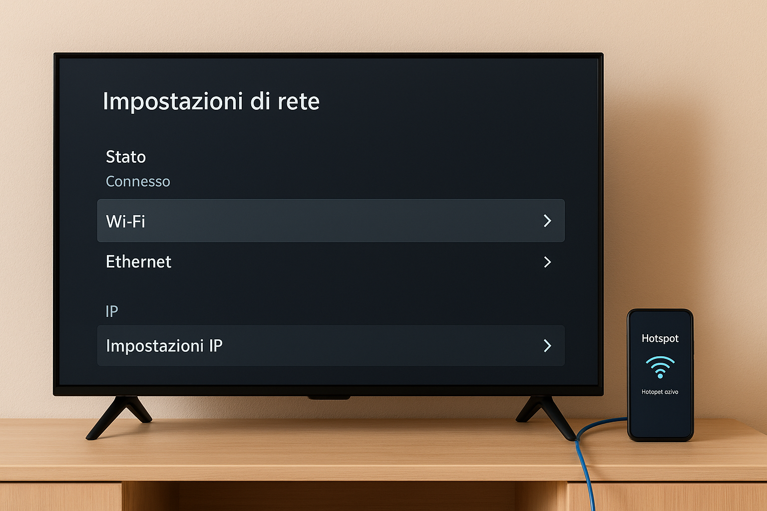Come collegare la smart TV a internet: Wi‑Fi, cavo e hotspot