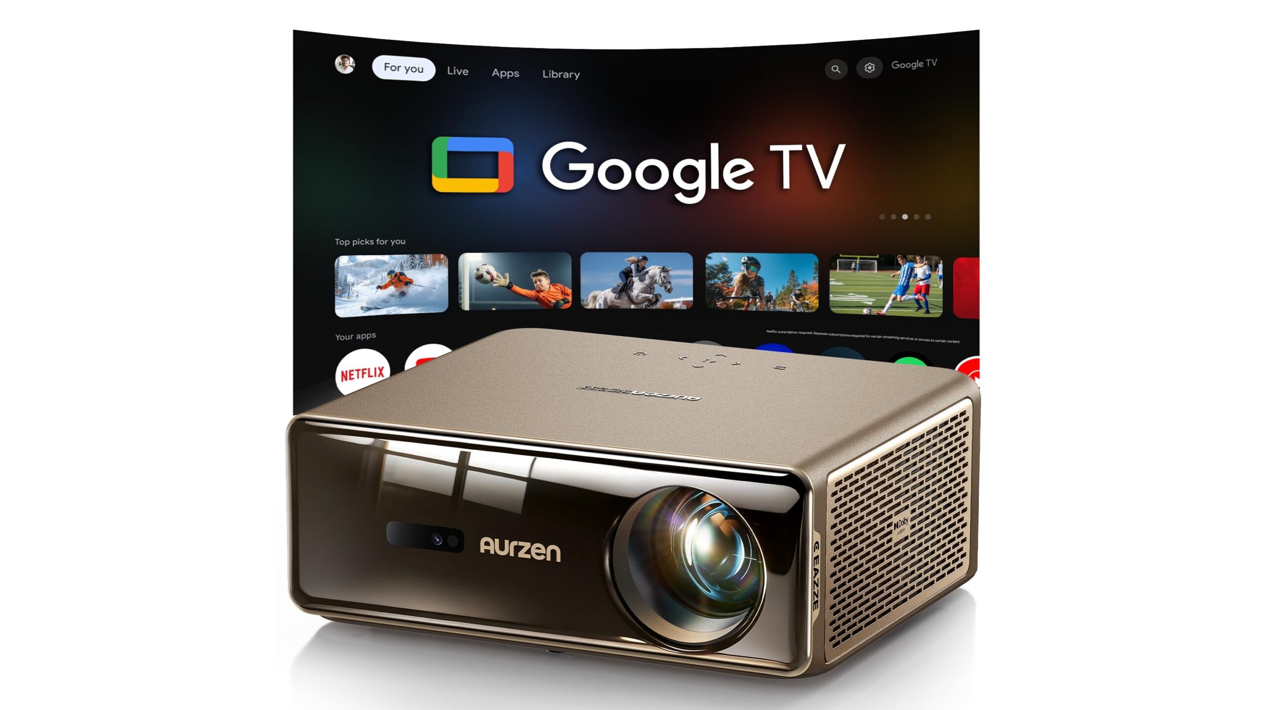 Aurzen EAZZE D1 MAX, il proiettore con Google TV e Netflix ideale per un vero home cinema smart