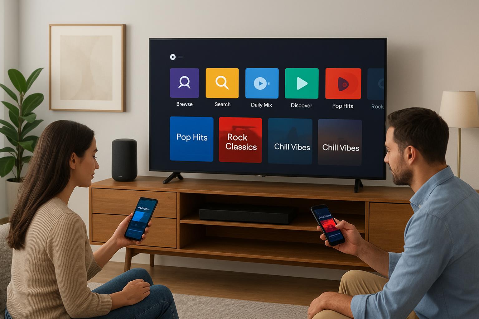 Come trasformare la smart TV in un centro di controllo per playlist musicali e podcast in casa