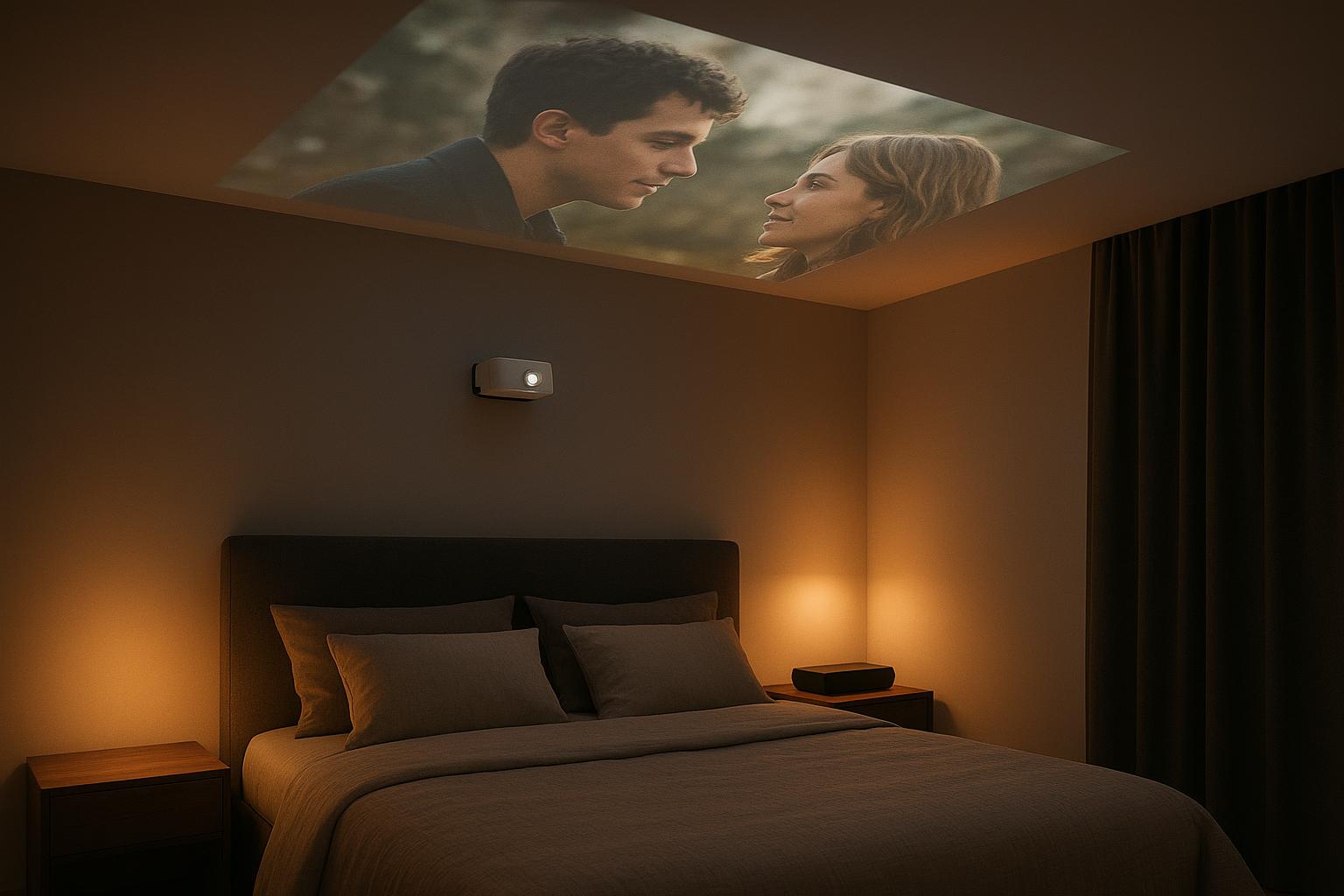 Home cinema e proiezione a soffitto in camera da letto: idee per un mini cinema sdraiati