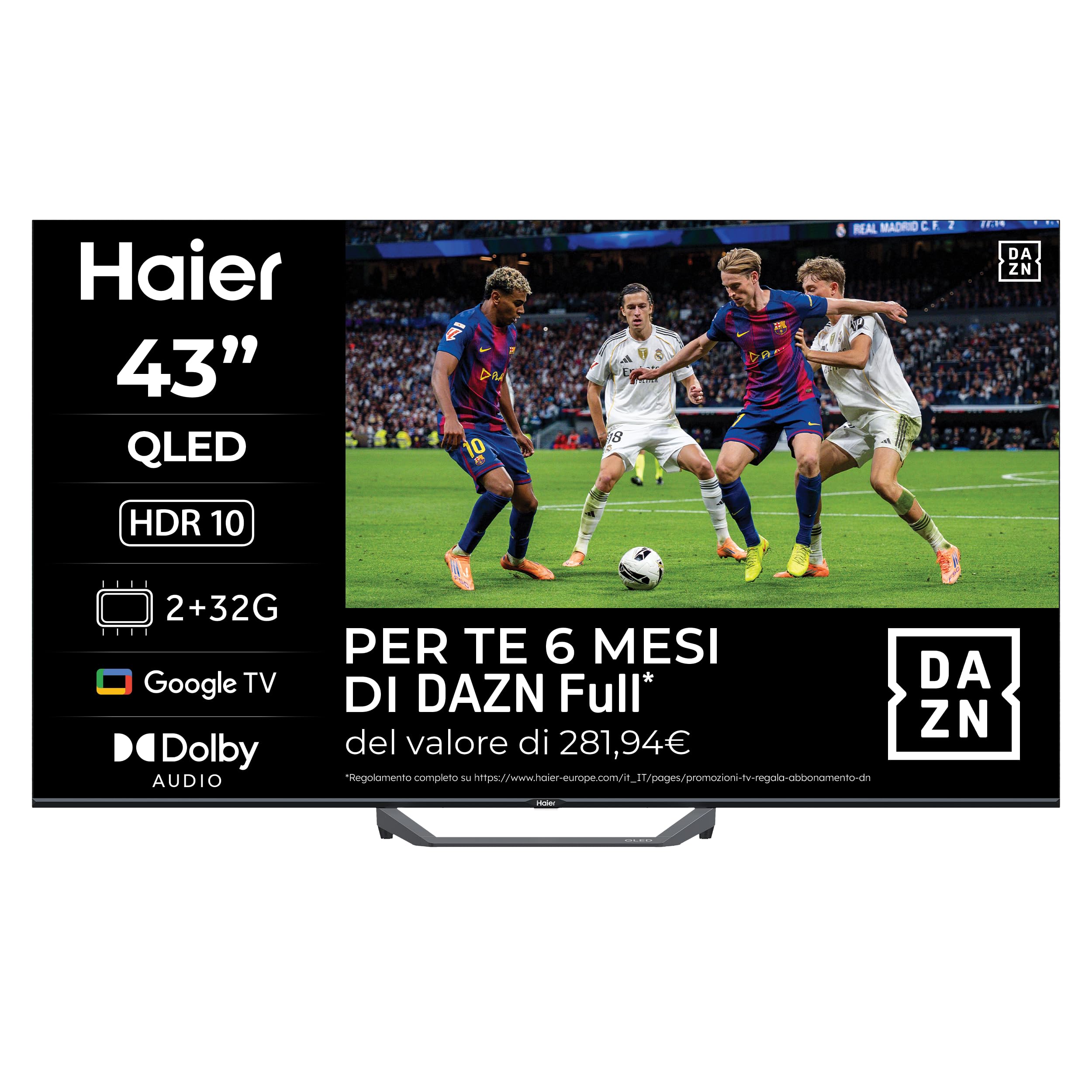 Haier QLED 4K H43S81FUX, la smart TV Google TV da 43 pollici in offerta su Amazon