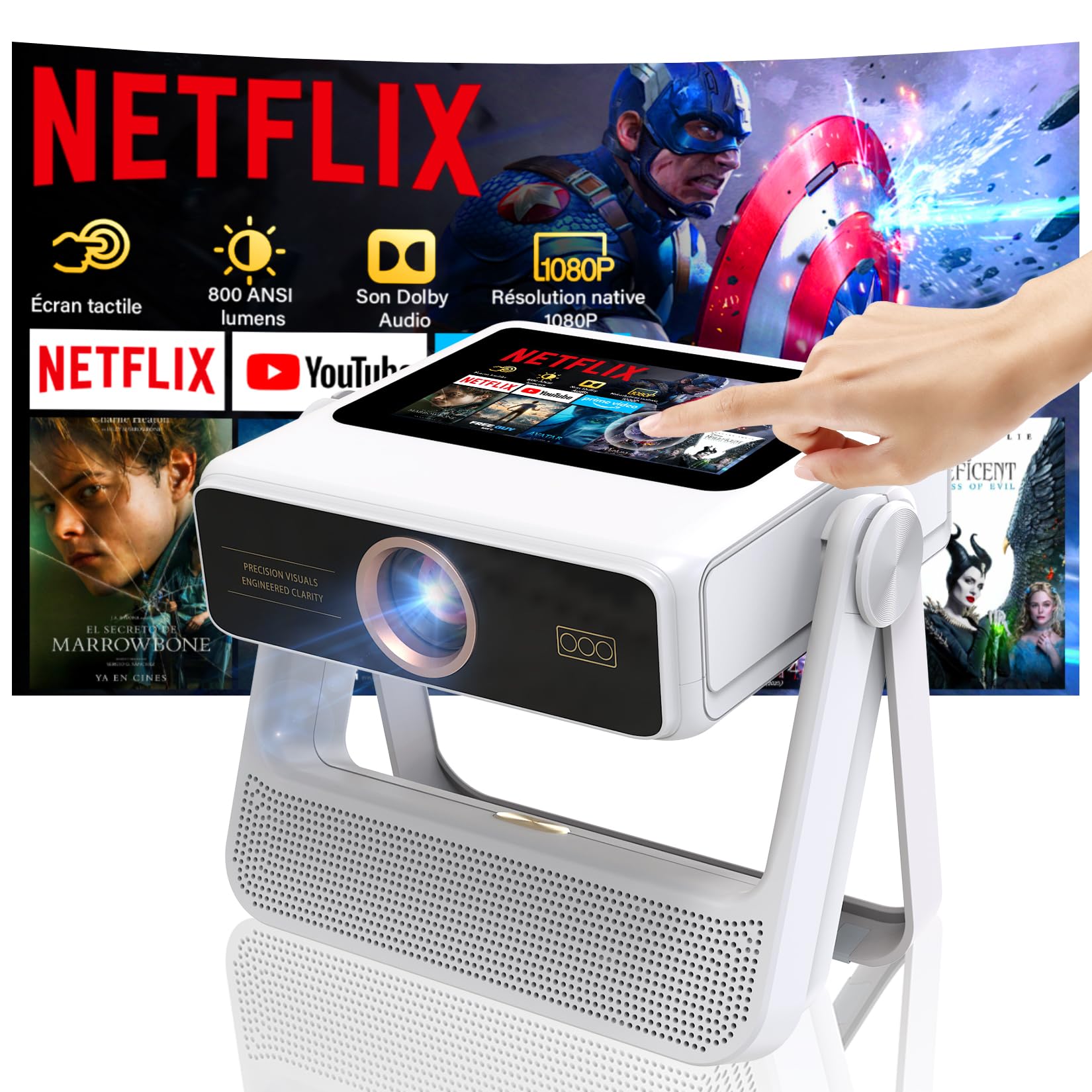 Mini proiettore smart 4K con WiFi 6 e touchscreen, il compatto perfetto per il cinema in ogni stanza