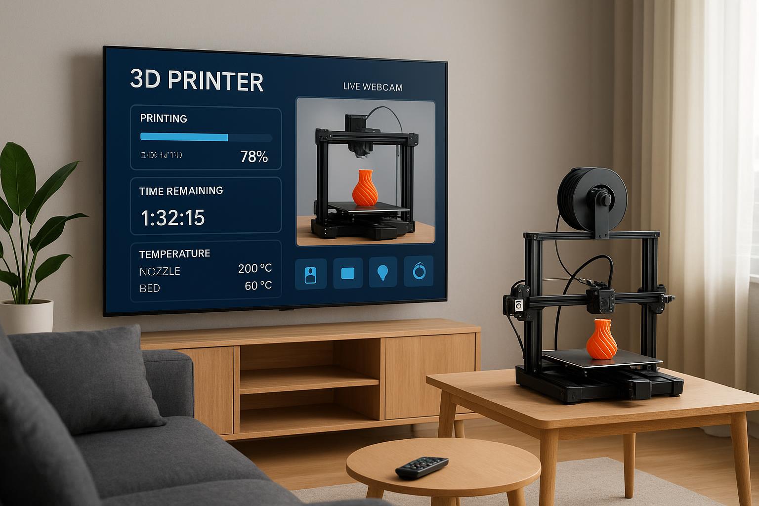 Come usare la smart TV per monitorare e controllare una stampante 3D in salotto