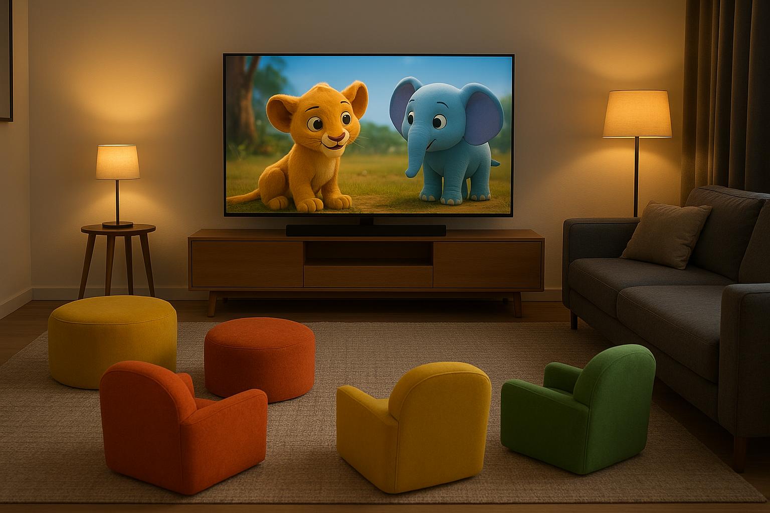 Home cinema a misura di bambini: sedute morbide, mini poltrone e pouf per trasformare il salotto in una sala cinema family‑friendly