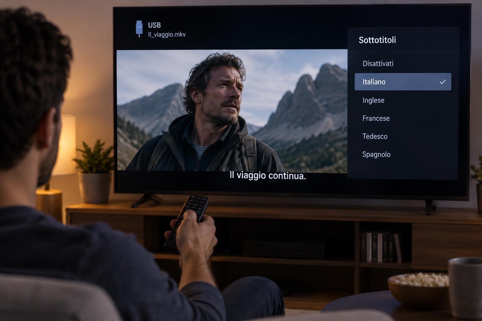 Come riprodurre file video con sottotitoli incorporati o esterni sulla smart TV