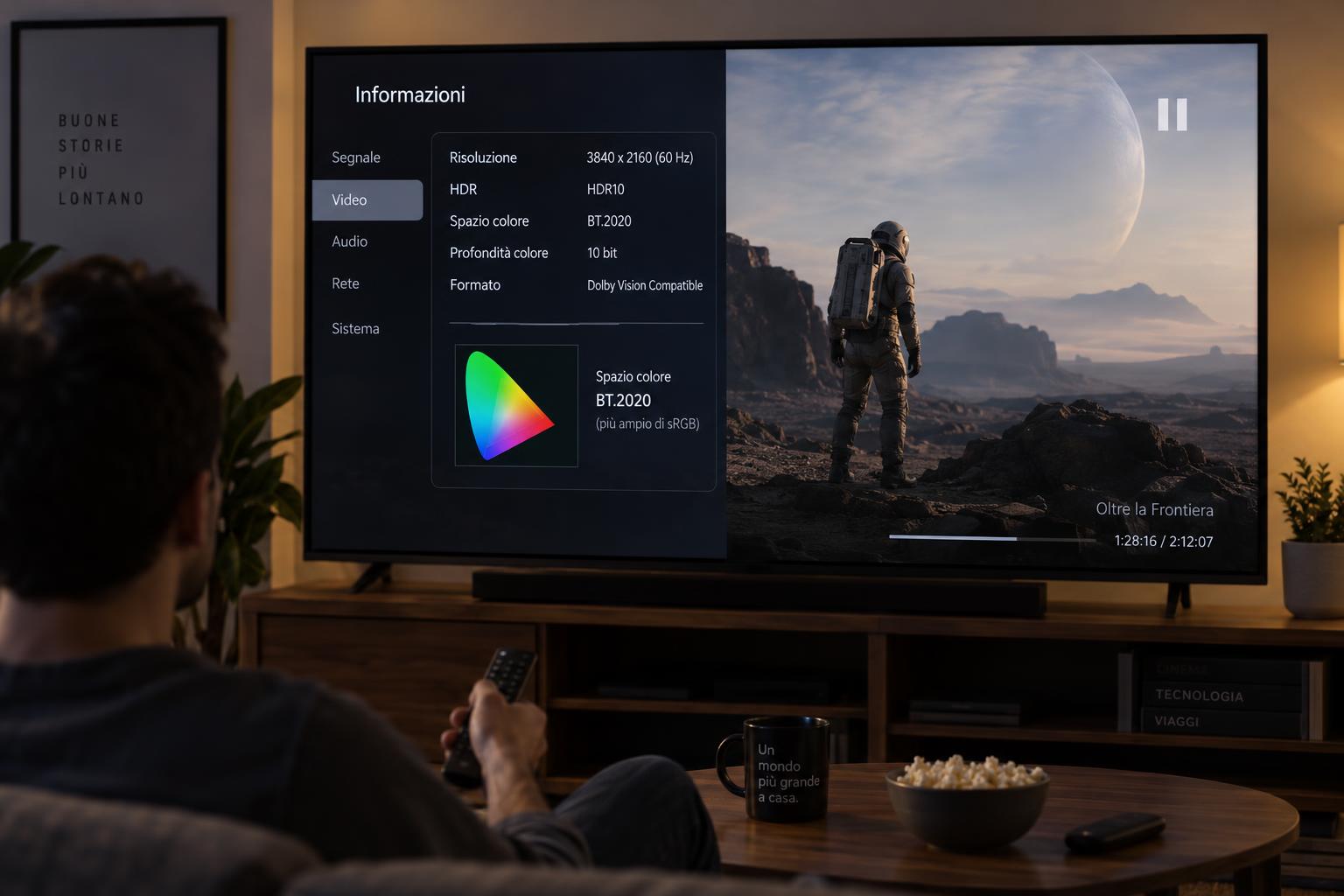 Come verificare spazio colore e formato HDR di un film sulla smart TV