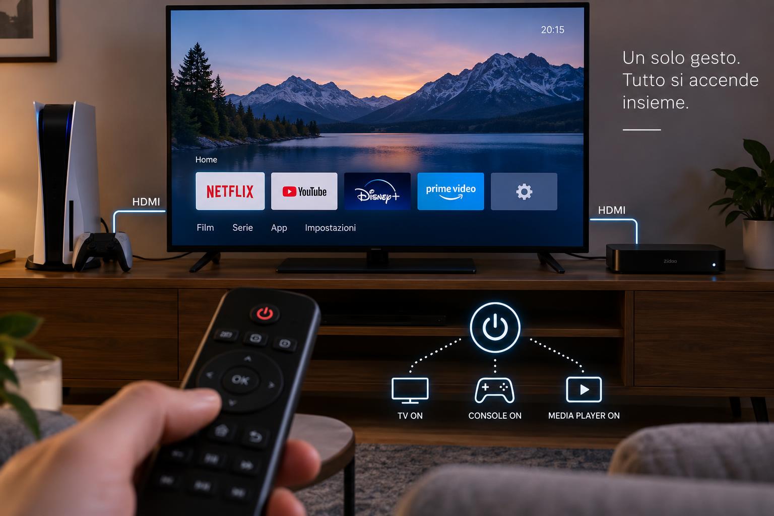 Come usare il controllo HDMI-CEC per accendere e spegnere insieme TV e dispositivi collegati
